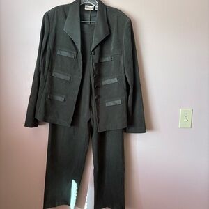 Fashion Bug Vintage Olive Stretch Jacket and Pants Suit
